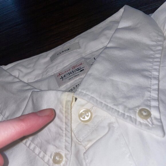 J.Crew Men's Sz L White Secret Wash Shirt Cotton Poplin Classic Fit BJ706 - Picture 6 of 12